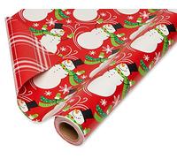 American Greetings Lot de 1 papier cadeau de Noël réversible Motif père Noël et flocons de neige 175 pi2