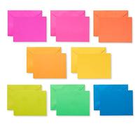 American Greetings Lot de 100 cartes vierges à panneau unique avec enveloppes, couleurs arc-en-ciel fluo