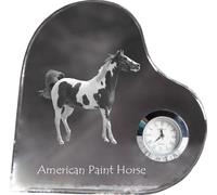 American Paint Horse - horloge à cristaux avec photo de cheval, étagère en forme de cœur avec horloge, horloge sur pied personnalisée de la marque Art-Dog
