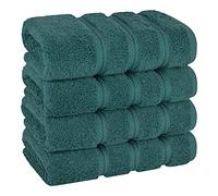 American Soft Linen Lot de 4 essuie-Mains de Luxe pour Salle de Bain, 600 g/m², 100% Coton Turc, 600 g/m², Serviettes pour Le Visage et la Cuisine, Bleu Sarcelle