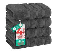 American Soft Linen Lot de 4 essuie-Mains turcs de Luxe pour Salle de Bain, 100% Coton, 600 g/m², essuie-Mains pour Cuisine, Gris foncé