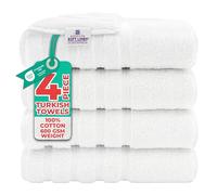 American Soft Linen, Lot de 4 Serviettes de Bain 100% Coton Turc, 68,6 cm, 137,2 cm, Douces, absorbantes, qualité hôtelière, séchage Rapide, Blanc Vif