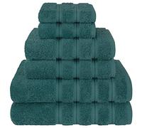 American Soft Linen Lot de 6 Serviettes, 2 Serviettes de Bain, 2 essuie-Mains, 2 débarbouillettes, 100% Coton Turc, pour Salle de Bain, Bleu Colonial