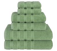 American Soft Linen Lot de 6 Serviettes Turques 100% Coton Carde - 590 g/m² - Lourdes, Douces et absorbantes pour Salle de Bain - Sauge