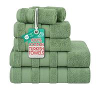 American Soft Linen Salem Lot de 6 Serviettes de Bain, 100% Coton peigné Turc, 2 Serviettes de Bain, 2 essuie-Mains, 2 débarbouillettes, Vert Sauge