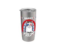 American Wirehair Cat Happy 4th Of July Patriotic Cats Lover Gobelet isotherme en acier inoxydable double paroi