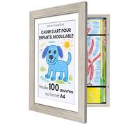 Americanflat Cadre Dessin Enfant à Changer A4 Bois Flotté avec Passe-Partout et 25,5 x 32 cm sans Passe-Partout - Cadres avec Ouverture Frontale Pouvant Contenir 100 Pièces