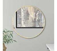Americanflat Grand Miroir Rond Mural Doré Encadré de 51 cm - Décoration Murale pour Salle de Bain, Chambre, Entrée, Salon