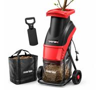 AMERISUN Déchiqueteuse électrique à bois de 15 A, 4200 tr/min, broyeur de feuilles avec capacité de branche de 4,4 cm, broyeur de déchets de jardin portable avec sac de collecte de 50 L pour nettoyage