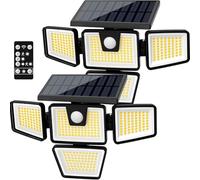 AmeriTop Lampes Solaires Extérieures Détecteur Mouvement Murale Sécurité | 4 Têtes Réglables, Applique Murale LED de Sécurité, Pour Allée, Jardin, Terrasse, Garage, Entrée