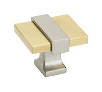 Amerock | Bouton de placard | Or brossé/nickel satiné | 35 mm de longueur | Overton | 1 lot | Bouton de tiroir | Quincaillerie d'armoire
