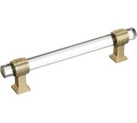 Amerock | Cabinet Pull | Clear/Golden Champagne | 5-1/16 inch (128 mm) Center to Center | Glacio | 1 Pack | Drawer Pull | Drawer Handle | Cabinet Hardware