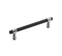Amerock | Poignée d'armoire | Chrome poli/noir mat | 128 mm de centre à centre | Fusion | 1 lot | Poignée de tiroir | Poignée d'armoire | Quincaillerie d'armoire