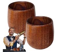 Amesor Gobelet Whisky En Bois | 2 pièces vintage cool forme bouteille,Verre À Whisky En Bois,pour Bar, Cuisine, Salle à Manger, Maison, Voyage, Mariage, Anniversaire