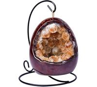 Amethyst Geode Night Light Citrine Egg Quartz Crystal Lamp Bedside for Home Decor,Bedroom, Living Room Ideal Gift for Women & Men,Yellow