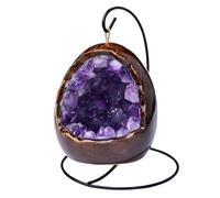 Amethyst Geode Night Light Citrine Egg Quartz Crystal Lamp Bedside for Home Decor,Bedroom, Living Room Ideal Gift for Women & Men,Purple Gemstone Stone