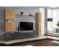 Ameublement Designer Marron 3x Armoire murale Meubles en bois Luxe Set Support TV