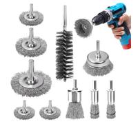 AMFUN 10 Pièces Brosse Metallique pour Perceuse, Brosse Laiton pour Perceuse Queue de 6mm pour éliminer la Rouille, Décaper la Peinture, Nettoyer le Métal et le Bois (Argent)