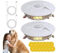 AMFUN 2PCS Piège à Puces, Piège à Lumière Anti-Puces à LED 4 Modes avec 14 Autocollants de Capture, UV Lampe Tue Mouche Electrique, Lampe Piège À Puces de Glu pour Chambre, Cuisine, Salon (Blanc)