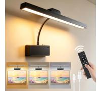 AMFUN 4000mAh Applique Murale pour Tableaux avec Télécommande,Noir | Magnétique Lampes de Peinture à Piles, Eclairage Tableau LED Sans Fil, 3 Températures de Couleur et Fonction Minuterie