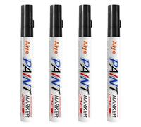AMFUN 4PCS Marqueur Acrylique, 2mm Pointe Ronde Acrylic Paint Marker, Feutre Imperméable pour le Papier Kraft, la Peinture sur Roche, Verre, Céramique, Bois, Métal, Peindre sur la Toile (Noir)
