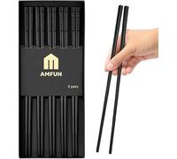 AMFUN 5 Paires Baguettes Chinoises, 24cm Baguettes Alliage Acier Inoxydable, Réutilisable Baguette en Métal avec Motif Fleur de Cerisier, pour Maison Cuisine Hôtel