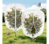 AMFUN Lot de 2 Filet de Protection pour Arbres Fruitiers, 1m x 1.75m Filet De Jardin avec Fermeture Éclair & Cordon, Filet Anti-Oiseaux et Insectes pour Cours, Vergers, Jardins et Fermes (Blanc)