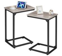 AMHANCIBLE Lot de 2 Tables d’Appoint, Bout de Canapé en Forme de C, Gris | Tables d’Appoint pour Canapé Laptop, Industriel Table Basse, pour Salon, Chambre, Petits Espaces, 39x29x59 cm, EHET02CGY