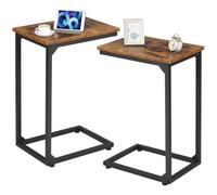 AMHANCIBLE Lot de 2 Tables d’Appoint, Bout de Canapé en Forme de C, Marron | Tables d’Appoint pour Canapé Laptop, Industriel Table Basse, pour Salon, Chambre, Petits Espaces, 39x29x59 cm, EHET02CBR