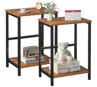 AMHANCIBLE Lot de 2 tables d'appoint, tables d'appoint pour salon, table de chevet avec 2 étagères de rangement pour petits espaces, table de nuit moderne avec cadre en acier, chambre à coucher