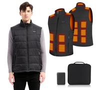 Amiable Gilet Chauffant, Veste Chauffante Homme, 15 Zones, Gilet Chauffant Homme avec batterie USB 10000mAh, Veste Moto avec 3 Températures, Doudoune Chauffante pour Ski Pêche Camping