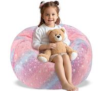 AmiCera Housse de pouf pour enfants sans rembourrage, pouf arc-en-ciel en flanelle confortable et sûr pour enfants, canapé pour enfants, rangement d'animaux en peluche, meubles de chambre d'enfant