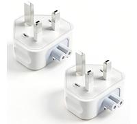 AmiCera Lot de 2 adaptateurs de voyage Europe vers Royaume-Uni, adaptateur secteur britannique, prise de charge CA de rechange pour bloc d'alimentation Apple, compatible avec MacBook, iPad, iPod