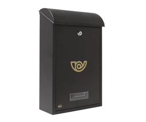 AMIG 10429 - Modèle 2 Boîte aux Lettres extérieure - en Acier - Couleur Noire - Dimensions : 40 x 25 x 10 cm - (Taille Papier DIN A4)