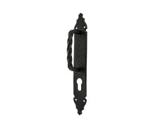 AMIG - 16184 | Poignée de tirage sur plaque 105 | 280 x 45 mm | Plaque d'acier, Doorhandle zamak | Noir