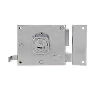 Amig - Amig Verrou de sécurité avec levier de fermeture, languette et poignée pour porte en bois Mod. 72 88 x 85 mm Loquet avec cylindre rond en acier chromé brillant, argenté