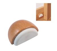 Amig - Arrêt de sol adhésif semi-circulaire décoratif en bois avec finition hêtre et caoutchouc de couleur blanche - Protège des chocs des murs et des meubles - Ø 45 x 25 mm