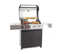 Amig - Barbecue à gaz XXL Fireplus GRILL-2 5F - 139 x 55 x 115 cm - Surface de cuisson 70 x 41,5 cm - Avec thermomètre, tablette latérale, placard et roues avec frein - Grille en fonte - Noir