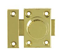 Amig - Barrette de suspension pour portes Mod.385 | Loquet de sécurité Horizontal Petit | En acier avec finition laitonnée | Dimensions : 35 x 50 mm | Avec tirefonds