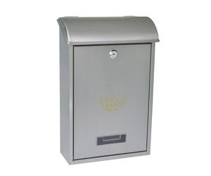 Amig - Boîte aux Lettres Extérieure en Acier Inoxydable Modèle 2 | Installation Facile avec Vis Incluses | Porte avec Serrure | Haute Résistance | Fente Supérieure | 400 x 250 x 100 mm | Argenté