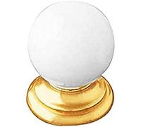 Amig - Bouton de meuble Zamak Mod.64 avec boule blanche et base dorée | Idéal pour placer dans les tiroirs et les portes de tous types de meubles et armoires | Dimensions : Ø30 mm | Vis incluse