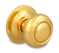 Amig - Bouton rond pour portes d’entrée extérieures - Tirette pour porte principale de la maison - Diamètre du bouton Ø70 mm - Laiton poli - Finition dorée - Vis et écrou de fixation inclus