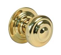 Amig - Bouton Rond pour Portes Extérieures d'Entrée - Poignée pour Porte Principale de la Maison - Diamètre de la Poignée Ø70 mm - Laiton - Doré - Comprend Vis et Écrou de Fixation