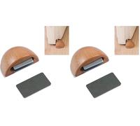 Amig - Butée magnétique adhésive pour portes de passage | 48 x 25 mm | Modèle 407 | Finition en bois de hêtre | Fixation au sol | Installation facile (Lot de 2)