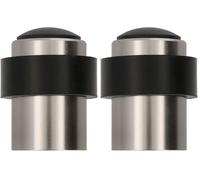Amig - Butée pour portes de passage | Diamètre 30 x 48 mm | Modèle 206 | Aluminium avec finition nickel brossé | Côte ronde | Comprend des pneus + chevilles pour son installation (Lot de 2)