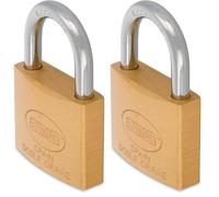 Amig - Cadenas de sécurité | Comprend 2 clés | Laiton et arc en acier traité | Pour casiers et portes de gym, ateliers, garages | Double fermeture | Largeur : 30 mm (Lot de 2)
