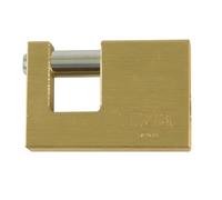 Amig - Cadenas de Sécurité Mod. Niza 200 | Cadenas Rectangulaires avec Barre | Laiton et Barre en Acier | 90 mm | Comprend 2 Clés | Fermeture à Bille | Pour Portes de Camions, Conteneurs | Doré | Mat