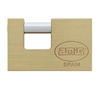 Amig - Cadenas Rectangulaire en Laiton | Sécurité avec ntirouille et Imperméable | Utilisation Facile pour Portails et Casiers | Amig 22557 Model 5, Laiton Mat, 90 mm, Laiton
