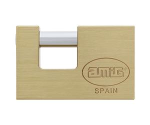 Amig - Cadenas Rectangulaire en Laiton | Sécurité avec ntirouille et Imperméable | Utilisation Facile pour Portails et Casiers | Amig 22557 Model 5, Laiton Mat, 90 mm, Laiton