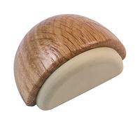 Amig - Cale ou butée de sol adhésive semi-circulaire décorative en bois finition chêne et caoutchouc couleur beige - Protège des coups les murs et meubles - Ø45 x 25 mm